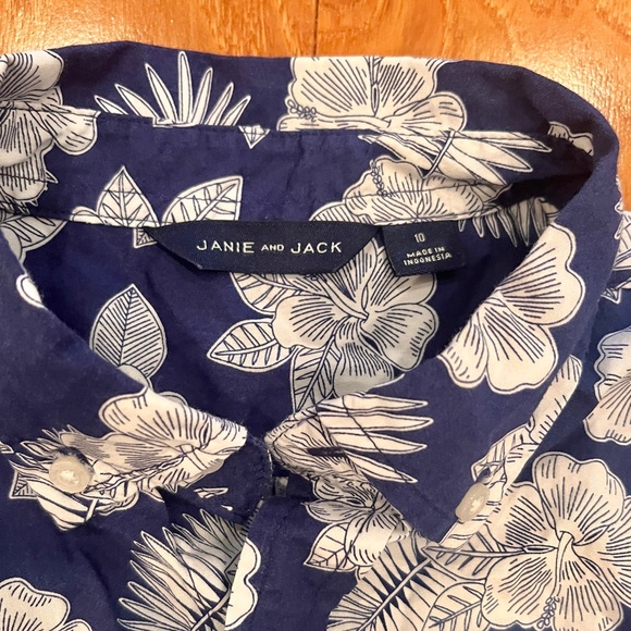 Janie and Jack Boys Short Sleeve Button Up Shirt - Navy Floral - Picture 2 of 3